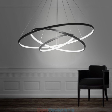 Nowoczesna lampa wisząca aluminiowa czarna 3-pierścieniowa lampa wisząca Nowoczesna lampa wisząca aluminiowa czarna 3-pierścieniowa lampa wisząca
