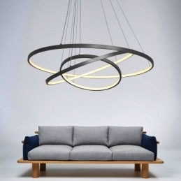 Nowoczesna lampa wisząca aluminiowa czarna 3-pierścieniowa lampa wisząca
