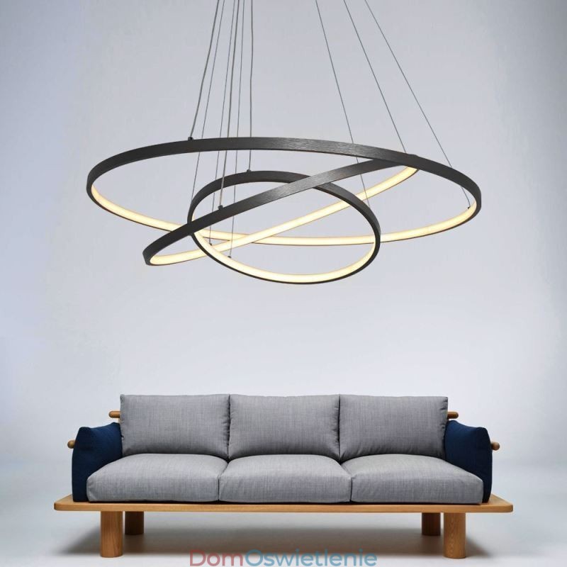 Nowoczesna lampa wisząca aluminiowa czarna 3-pierścieniowa lampa wisząca