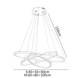 Nowoczesna lampa wisząca aluminiowa czarna 3-pierścieniowa lampa wisząca