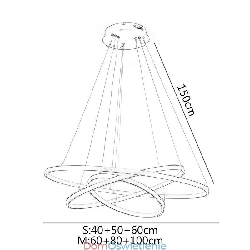 Nowoczesna lampa wisząca aluminiowa czarna 3-pierścieniowa lampa wisząca