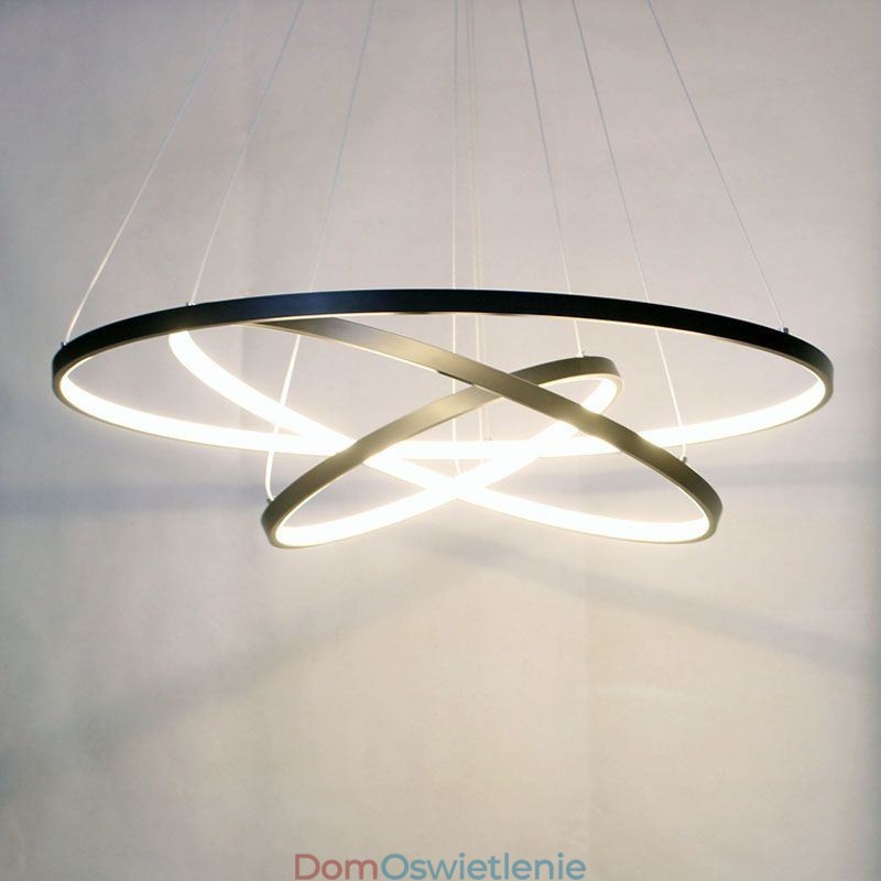 Nowoczesna lampa wisząca aluminiowa czarna 3-pierścieniowa lampa wisząca