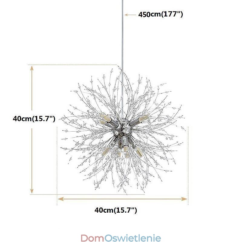 Żyrandol fajerwerkowy 8 świateł, lampa wisząca Dandelion