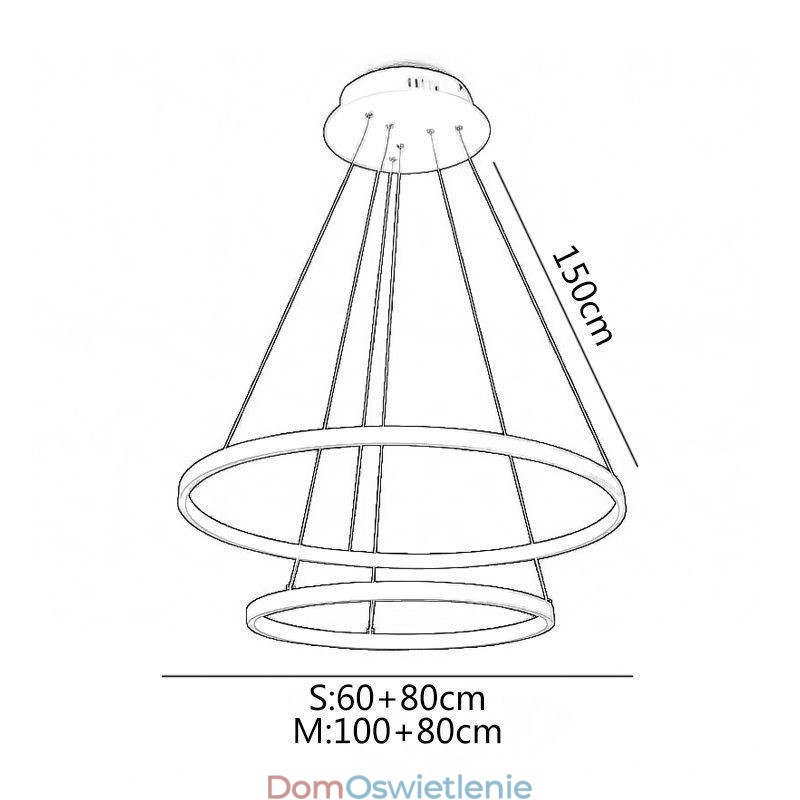 Nowoczesna prosta lampa wisząca z podwójnym pierścieniem aluminiowym