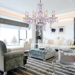 Rustykalny kryształowy żyrandol z galwanizowanym kryształem