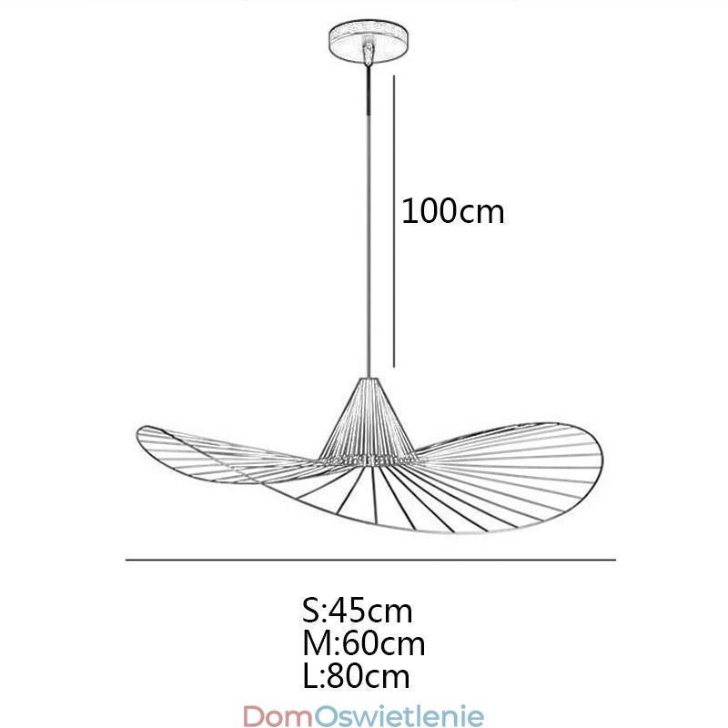 Żelazna lampa wisząca Prosta lampa w kształcie kapelusza ze słomy 1 światło