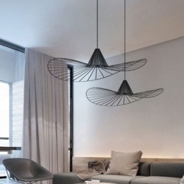 Żelazna lampa wisząca Prosta lampa w kształcie kapelusza ze słomy 1 światło