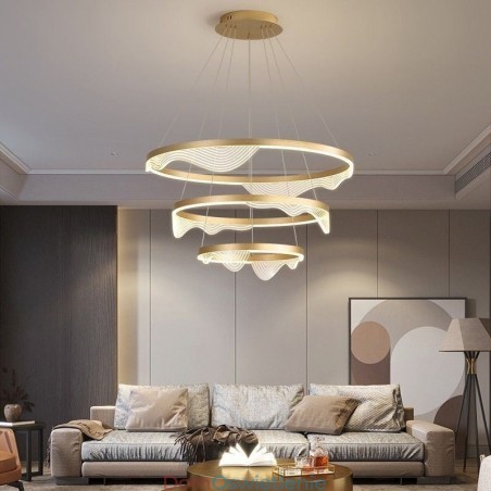 Wisząca lampa Golden Wave Ripple Wisząca lampa 3 światła Wisząca lampa Golden Wave Ripple Wisząca lampa 3 światła
