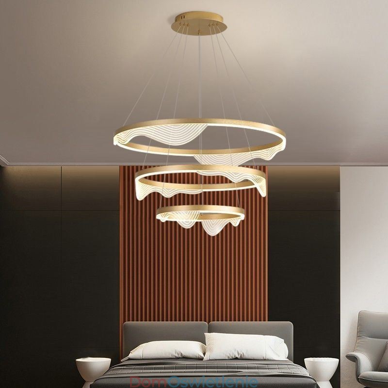 Wisząca lampa Golden Wave Ripple Wisząca lampa 3 światła