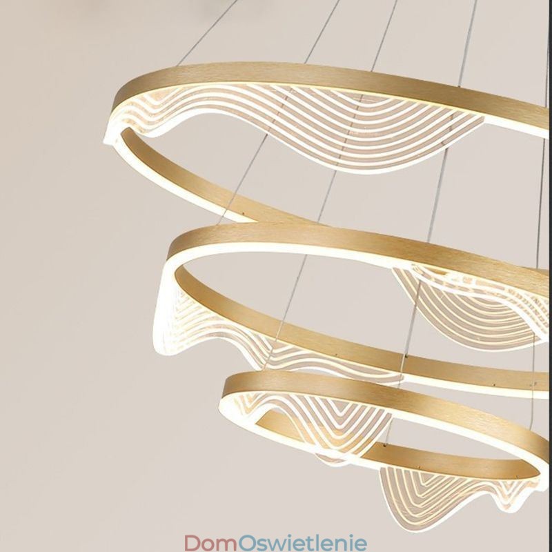 Wisząca lampa Golden Wave Ripple Wisząca lampa 3 światła