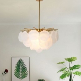 Nowoczesna lampa wisząca z 6 światłami i szklanym kształtem