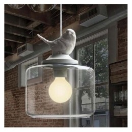 Retro Styl Szklana Lampa Wisząca Mały Ptak Dekoracyjne Oświetlenie