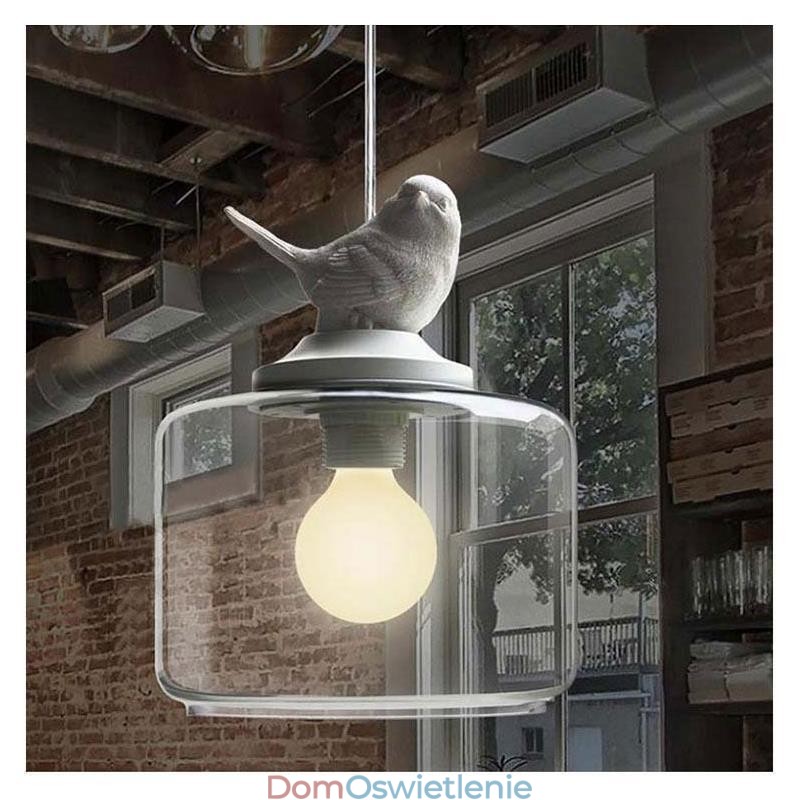 Retro Styl Szklana Lampa Wisząca Mały Ptak Dekoracyjne Oświetlenie