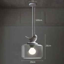 Retro Styl Szklana Lampa Wisząca Mały Ptak Dekoracyjne Oświetlenie