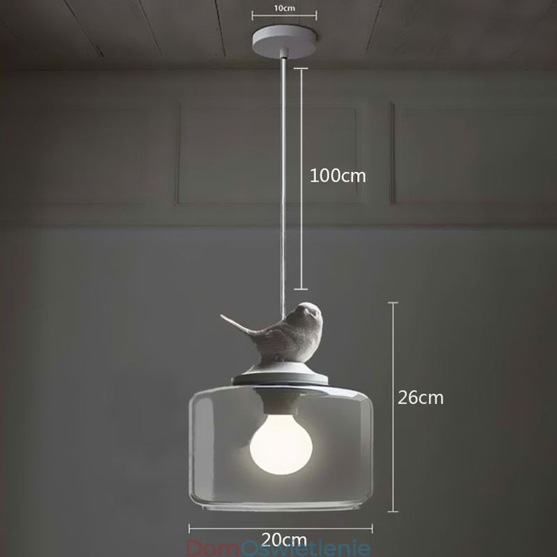 Retro Styl Szklana Lampa Wisząca Mały Ptak Dekoracyjne Oświetlenie