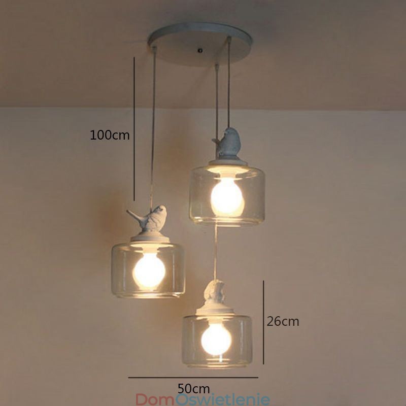 Retro Styl Szklana Lampa Wisząca Mały Ptak Dekoracyjne Oświetlenie