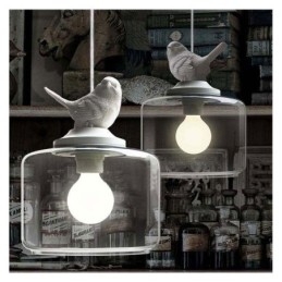 Retro Styl Szklana Lampa Wisząca Mały Ptak Dekoracyjne Oświetlenie