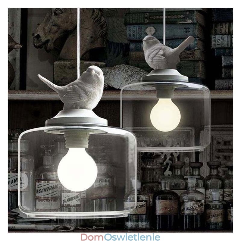 Retro Styl Szklana Lampa Wisząca Mały Ptak Dekoracyjne Oświetlenie