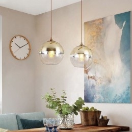 Kreatywna lampa wisząca z żelaza i szkła w kształcie kuli, oświetlenie dekoracyjne