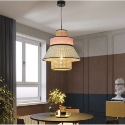 1 Lekka sukienka Lampa wisząca Abażur Bambusowe Oświetlenie