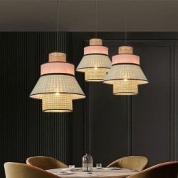 1 Lekka sukienka Lampa wisząca Abażur Bambusowe Oświetlenie