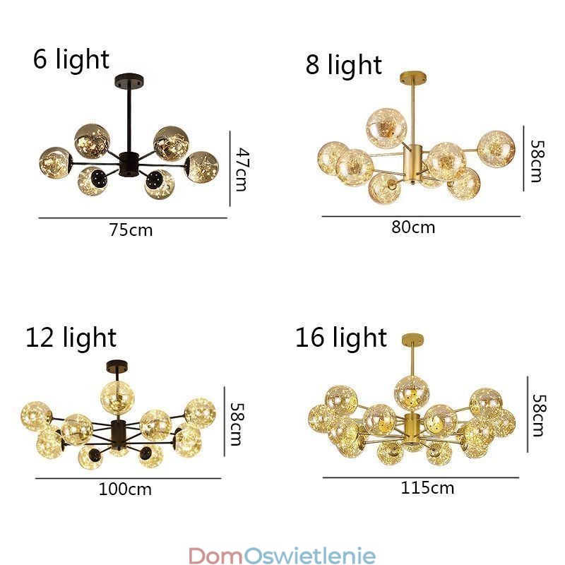 Magiczna fasolka wisząca lampa w stylu nordyckim szklana kula gipsówka wisząca lampa