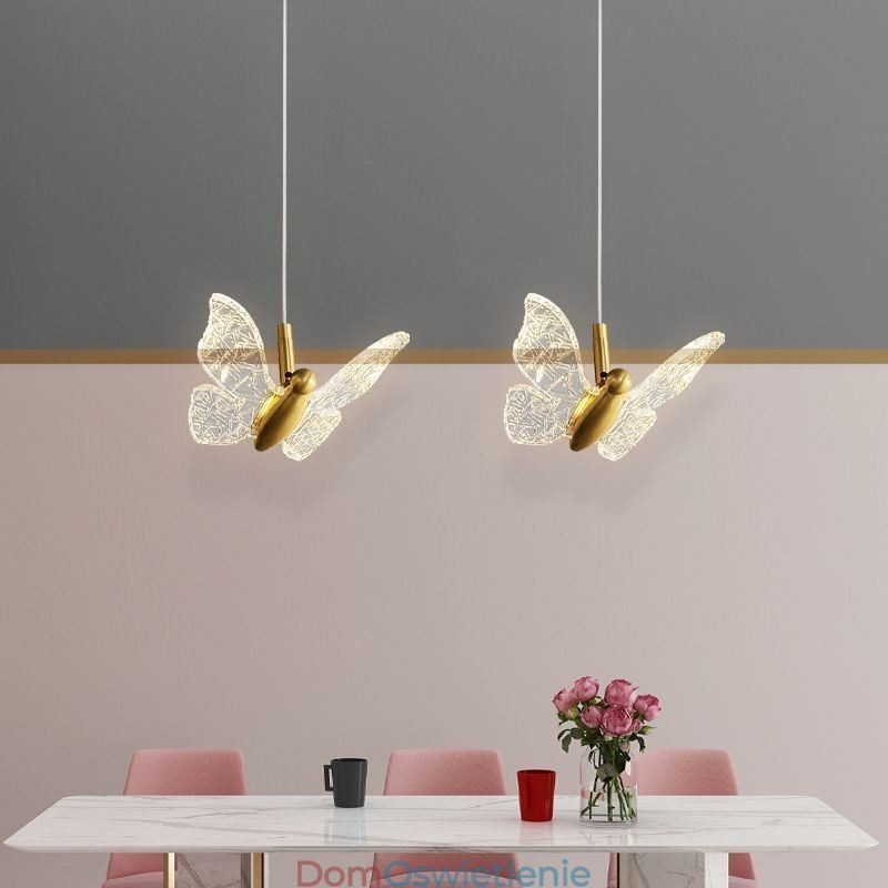 Wisząca lampa akrylowa motyl sufitowa oprawa świetlna