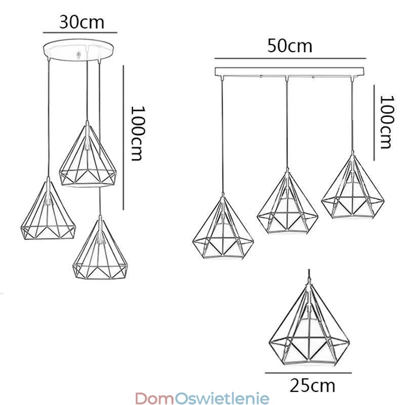 Wisząca lampa w kształcie diamentu, nowoczesna minimalistyczna dekoracyjna oprawa świetlna
