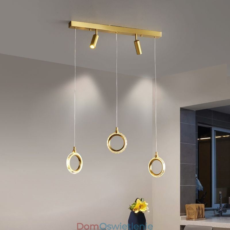Wisząca lampa akrylowa w kształcie pierścienia z reflektorem