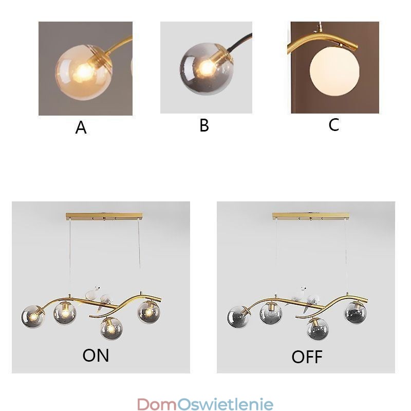 Nowoczesna minimalistyczna lampa wisząca z gałęzi, 4 lampy, dekoracyjna lampa