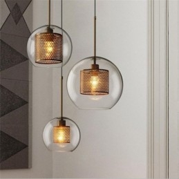 Minimalistyczna szklana lampa wisząca z 3 światłami, lampa sufitowa, wyspa