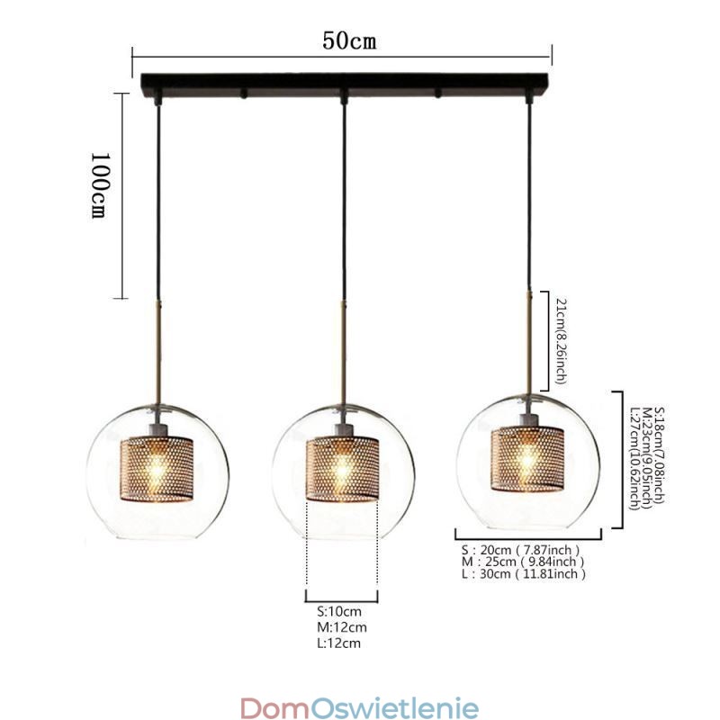 Minimalistyczna szklana lampa wisząca z 3 światłami, lampa sufitowa, wyspa