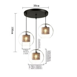 Minimalistyczna szklana lampa wisząca z 3 światłami, lampa sufitowa, wyspa