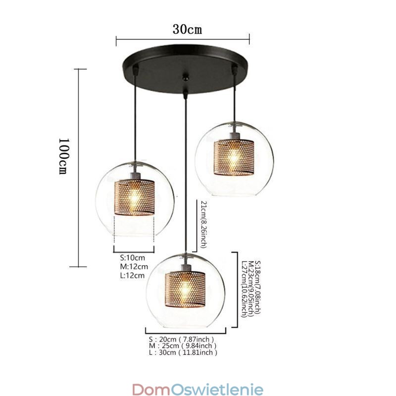 Minimalistyczna szklana lampa wisząca z 3 światłami, lampa sufitowa, wyspa