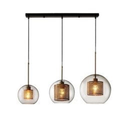 Minimalistyczna szklana lampa wisząca z 3 światłami, lampa sufitowa, wyspa