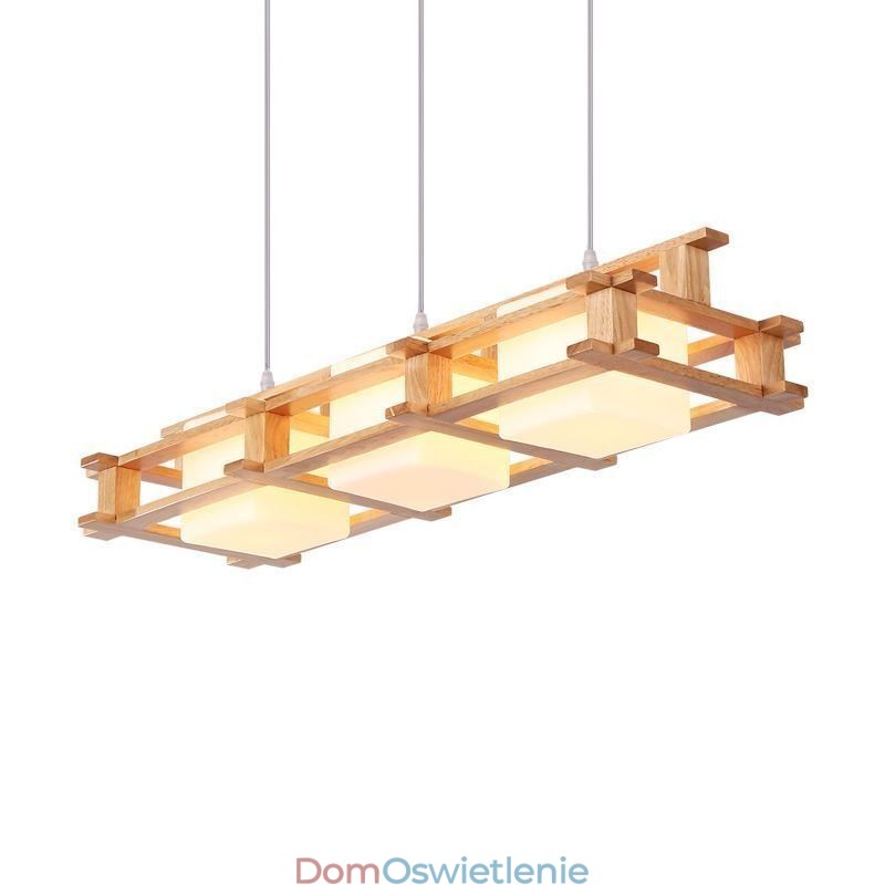 Kreatywna lampa wisząca z 3 światłami z dębu, dekoracyjna lampa sufitowa z drewna, kawiarnia