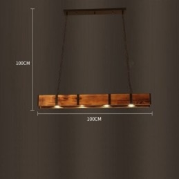 Wisząca lampa w stylu industrialnym, prostokątna, drewniana, sufitowa, wyspa