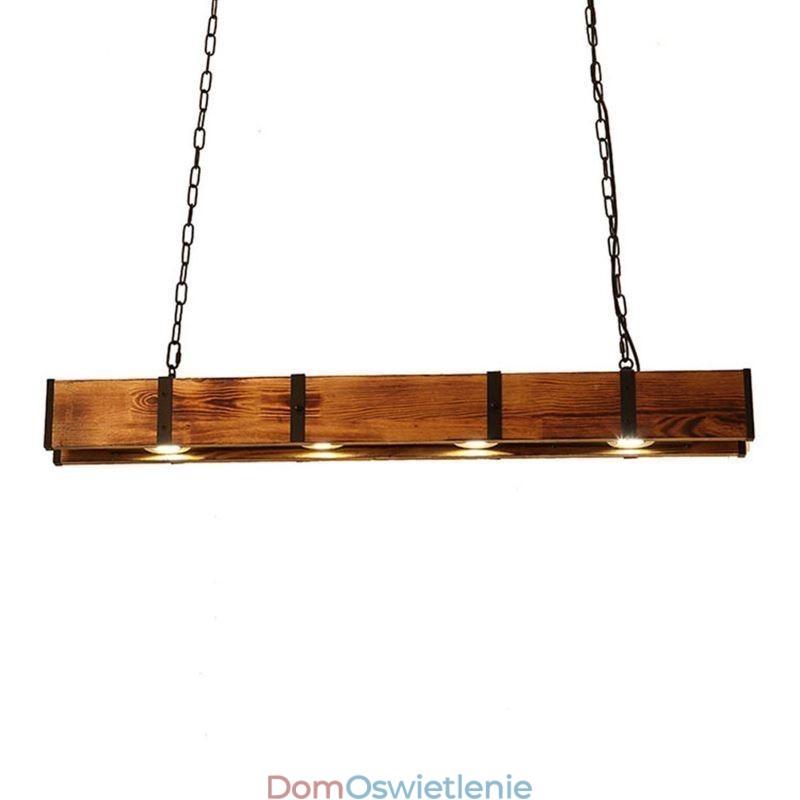 Wisząca lampa w stylu industrialnym, prostokątna, drewniana, sufitowa, wyspa