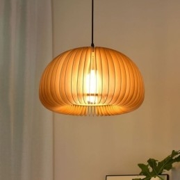 Lampa wisząca w stylu retro z drewna lipowego, lampa wisząca z dyni
