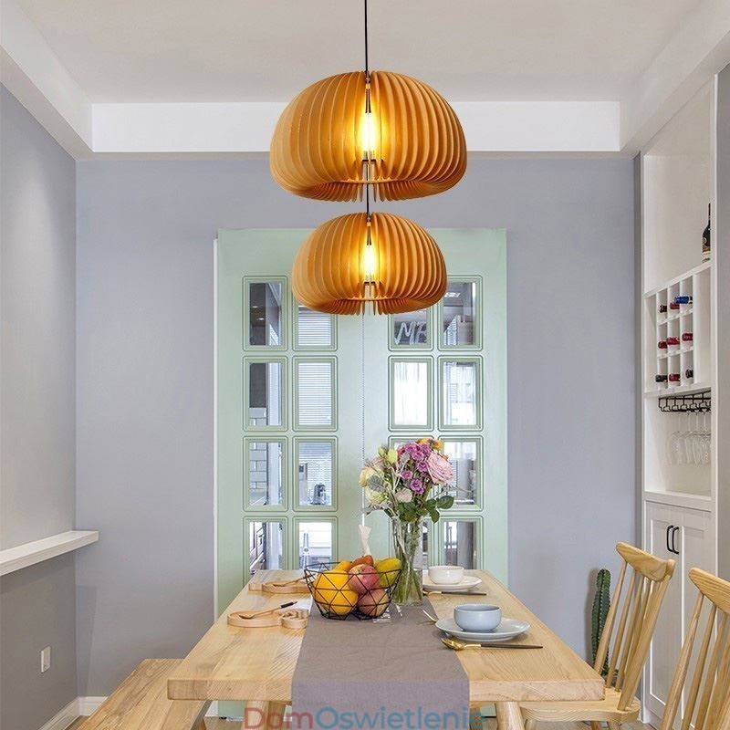 Lampa wisząca w stylu retro z drewna lipowego, lampa wisząca z dyni