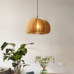 Lampa wisząca w stylu retro z drewna lipowego, lampa wisząca z dyni