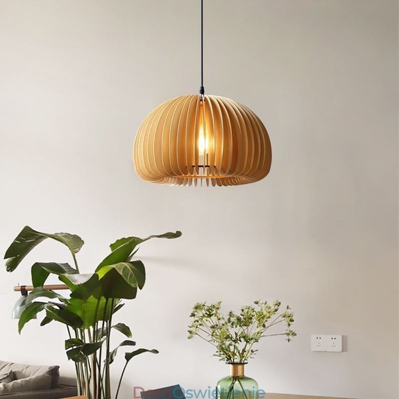 Lampa wisząca w stylu retro z drewna lipowego, lampa wisząca z dyni