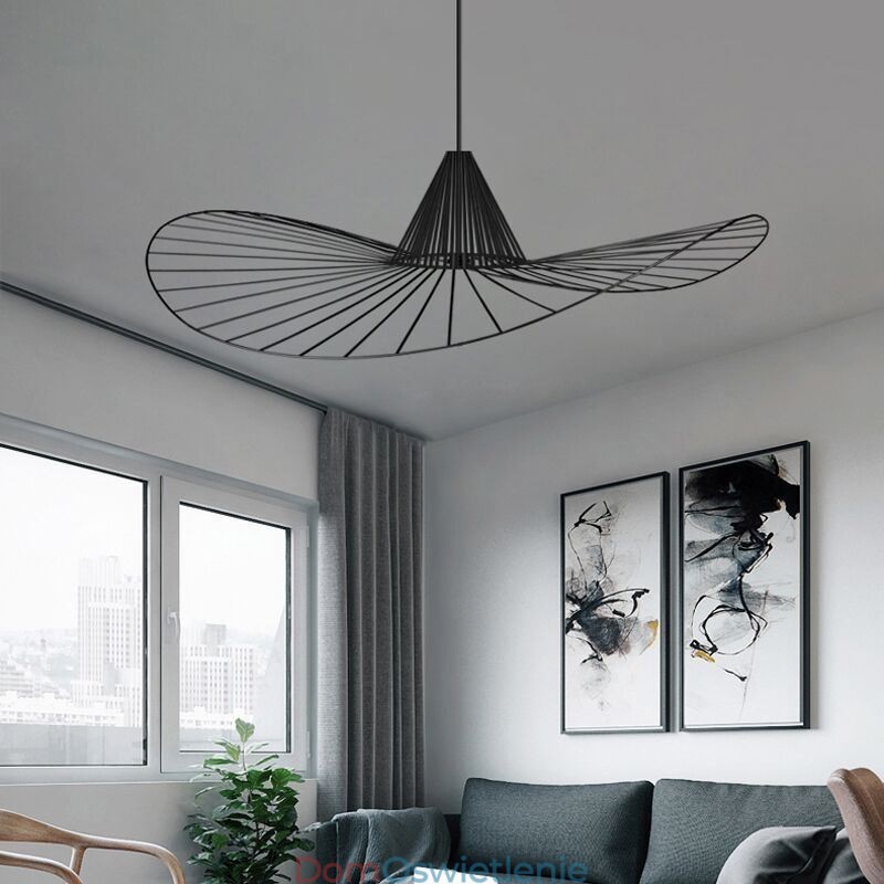 Żelazna lampa wisząca Prosta lampa w kształcie kapelusza ze słomy 1 światło