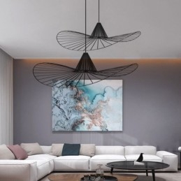 Żelazna lampa wisząca Prosta lampa w kształcie kapelusza ze słomy 1 światło