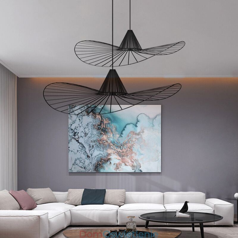 Żelazna lampa wisząca Prosta lampa w kształcie kapelusza ze słomy 1 światło