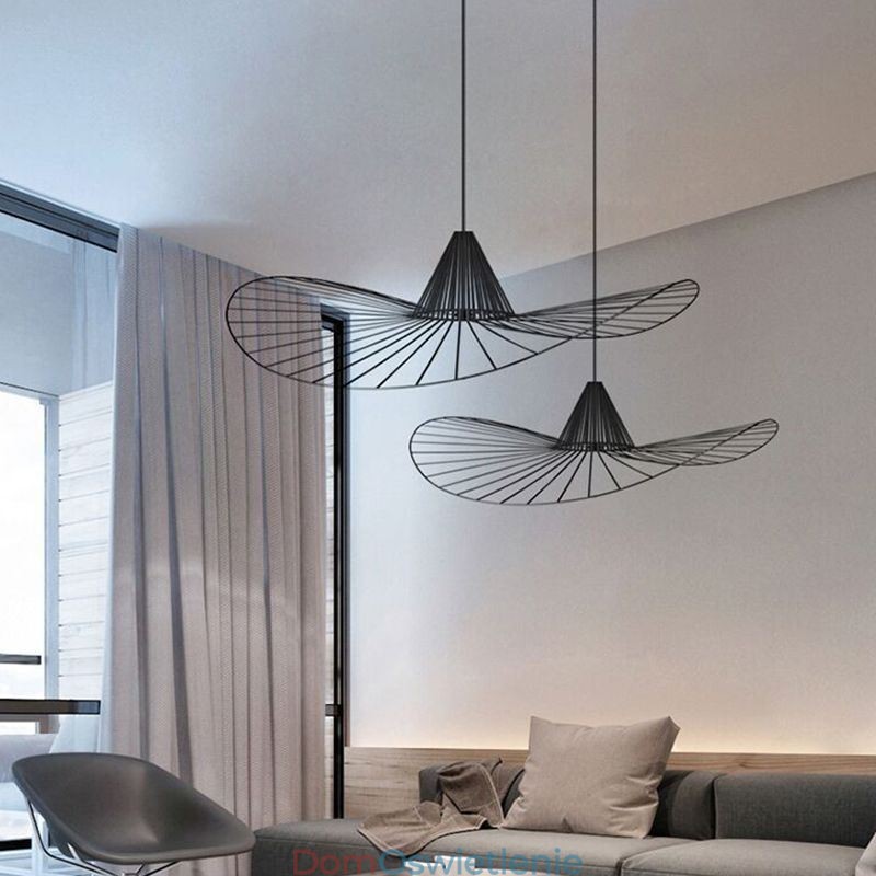 Żelazna lampa wisząca Prosta lampa w kształcie kapelusza ze słomy 1 światło