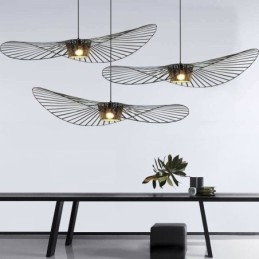 Żelazna lampa wisząca słomkowy kapelusz lampa 1 światło