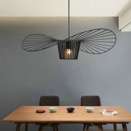 Żelazna lampa wisząca słomkowy kapelusz lampa 1 światło