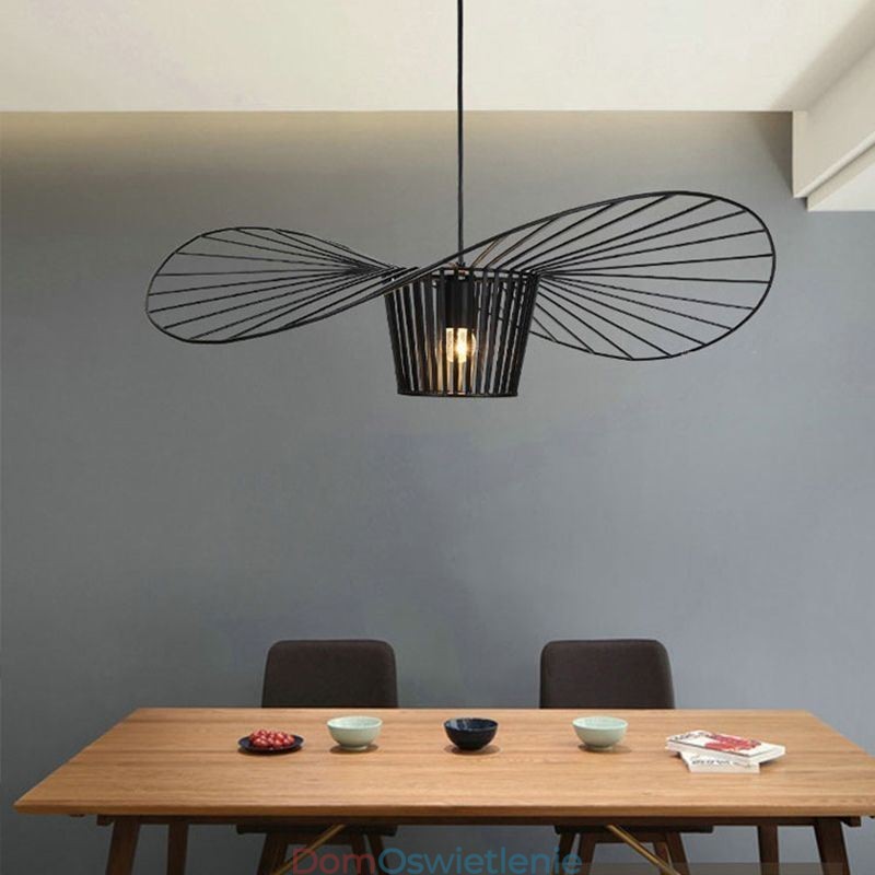 Żelazna lampa wisząca słomkowy kapelusz lampa 1 światło