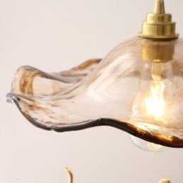 Wisząca lampa ze szkła w kształcie liścia lotosu, kreatywna, dekoracyjna oprawa świetlna